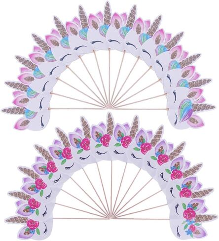 CCINEE 48pcs Rainbow Unicorn Cupcake Toppers Picks Double-Sided Paper Unicorn Cake Toppers for Birthday Party Dessert Decoration in Saudi Arabia