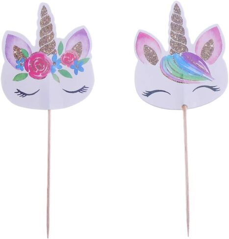 CCINEE 48pcs Rainbow Unicorn Cupcake Toppers Picks Double-Sided Paper Unicorn Cake Toppers for Birthday Party Dessert Decoration in Saudi Arabia