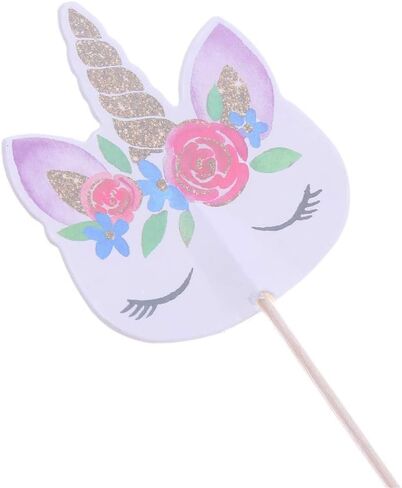 CCINEE 48pcs Rainbow Unicorn Cupcake Toppers Picks Double-Sided Paper Unicorn Cake Toppers for Birthday Party Dessert Decoration in Saudi Arabia