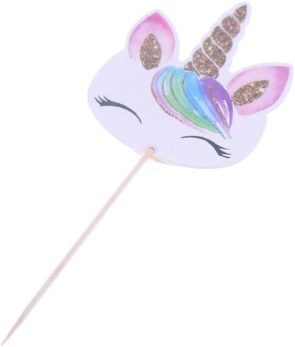 CCINEE 48pcs Rainbow Unicorn Cupcake Toppers Picks Double-Sided Paper Unicorn Cake Toppers for Birthday Party Dessert Decoration in Saudi Arabia