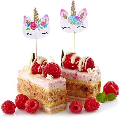 CCINEE 48pcs Rainbow Unicorn Cupcake Toppers Picks Double-Sided Paper Unicorn Cake Toppers for Birthday Party Dessert Decoration in Saudi Arabia