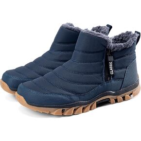 Men's Snow Boots Lightweight Waterproof Winter Boots Fur Lined Anti-slip Cold Weather Shoes Winter Trekking Warm Ankle Boots