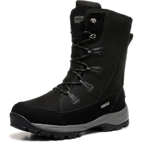 ROCKMARK Mens Winter Mid-Calf Snow Boots Fur Lined Warm Waterproof Slip On Outdoor Athletic Snow Boots