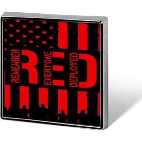 R.E.D Remember Everyone Deployed Red Friday Square Lapel Pin Art Badge Brooch Clothing Bags Decoration for Women Men Wedding Gift 18mm