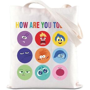 KUIYAI WDW Cartoon Movie Tote Bag Emotion Team Lover Gift Joy Fear Angry Disgust Sadness Anxiety Face Gift How Are You Today