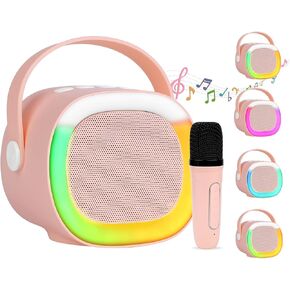 ALLOMN Karaoke-Maschine, Mini-Karaoke-Maschine Mit 2 Bluetooth-Mikrofonen Und RGB-Lichtern, Karaoke-Maschine Für Kinder, Geburtstagsgeschenk Für Mädchen, Jungen
