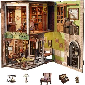 CUTEBEE Book Nook Kit - DIY Miniature House Dollhouse Kit for Adult and Teens, Booknook Bookshelf Decor Alley Model Build with LED Light, Gifts for Family and Friends