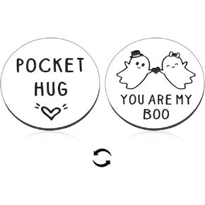 Boo Basket Stuffers for Women Men Boo Basket Stuffers for Kids Halloween Basket Stuffers for Adults Christmas Stocking Stuffers for Teen Boy Girl Boyfriend Birthday Pocket Hug Boo Keychain Double Side