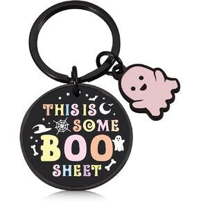 Boo Basket Stuffers for Women, Halloween Basket Stuffers, Pink Halloween Keychain Spooky Basket Stuffers Girly Girl Stuff Halloween Fall Basket Gift for Women Boo Basket Stuffers for Her Him Christmas