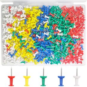 500 Pack Push Pins Tacks, Colored Map ​Push Pins, Plastic Head, Steel Point, Thumb Tacks for Cork Board, Bulletin Board, Map Pins, Photo Hanging Tacks at Homes, Schools and Offices