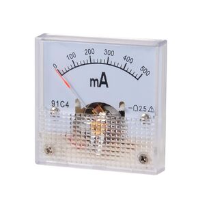 uxcell Analog Current Panel Meter DC 0-500mA 91C4 Ammeter 45x35x45mm for Circuit Testing Charging Battery Ampere Tester Gauge Pack of 1