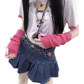Cute Arm Warmers Kawaii Half Finger Y2K Adorable Accesspties for Teen Girl Glove Gyaru Hip Hop Arm Sleeve Harajuku Egirl Goth