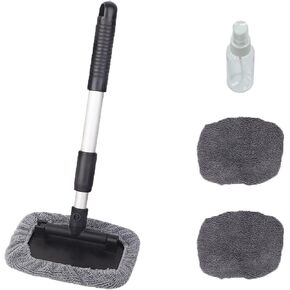 Car Windshield Cleaner Wand Cleaning Kit Interior,Car Window Cleaning Tools for Wiper Fluid and Defogging,Invisible Glass Cleaner Automotive Tools with Spray Bottle