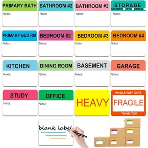 693 Count 2" x 3" Moving Labels for Packing Boxes, 17 Designs Including Fragile, Heavy, and Blank Packing Stickers -Color-Coded Moving Stickers for Home and Office Moving with Writable Notes Areas