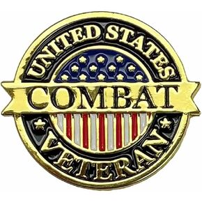 U.S. Combat Veteran Lapel Pin with American Flag Hat Pin for Veterans VetFriends.com