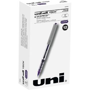 Uniball UB157 Fine Point Roller Ball Pens - Box of 12 - Purple