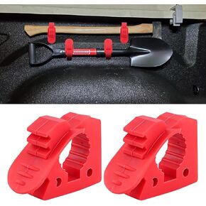 Quick Release Rubber Clamp Mount, Shovel Holder for Roll Bar Rubber Clamp Bracket Fits 1-1/7'' to 1-3/7'' Diameter Tool Handles Compatible with Trucks UTV ATV Offroad 4X4 Parts (2 Pack Red)