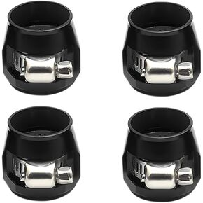 BESULEN 4PCS 12AN Car Hose Finisher Clamp, Flexible Rubber Fuel Line Hose Pipe Clamps Connector with Screw Band, Aluminium Automotive Oil Water Gas Line Tube Clip, Universal for SUV Truck RV