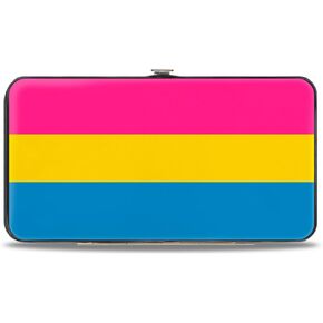Buckle-Down Wallet, Hinged, Flag Pansexual Pink Yellow Blue, Vegan Leather