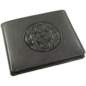 محفظة Biddy Murphy Irish الجلدية باللون الأسود بتصميم كلب الذئب السلتي المصنوع في أيرلندا in Kuwait