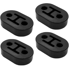 Mandark 4PCS Car Rubber Exhaust Hanger, 2 Holes Adjustable Auto Tail Pipe Muffler Insulator Bushing Mount, Vehicle Exhaust System Muffler Bracket Accessories, Universal for Vehicles (Black)