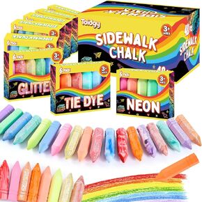 48 PCS Sidewalk Chalk for Kids in 8 Packs, 18 Colors, Washable Sidewalk Chalk Bulk, Outdoor Jumbo Sidewalk Chalk for Toddlers, Kids Outdoor Toys with Painting on Chalkboard & Playground