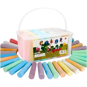 Washable Sidewalk Chalk - 52 Pieces 7 Colors Jumbo Chalk Non-Toxic Chalk For Kid and Adult, Paint on Classroom Chalkboard or Outdoor Playground, Good Gift for Party