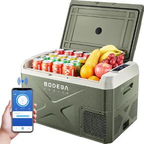 BODEGACOOLER 12 Volt Car Refrigerator, 17 Quart Portable Freezer, Car Fridge -4℉-68℉, Electric Cooler 12/24V DC100-240 Volt AC for Outdoor, RV, Camping, Travel, Vehicles, Home Use