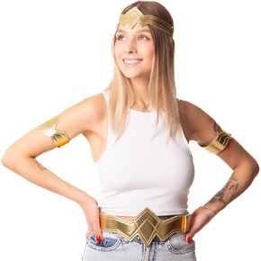 Super Gold Belt, Headband, Armbands Halloween Costume for Women Accessories Wonderwoman Adult Cosplay Hero