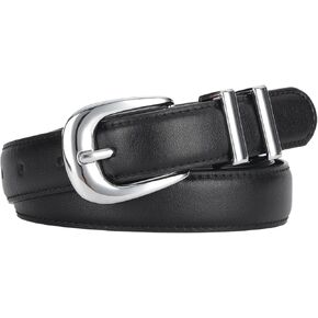 ALAIX Women's Leather Belt for Jeans Pants Dress Black Leather Belt with Gold/Silver Buckle Fashion Jeans Belts for Women