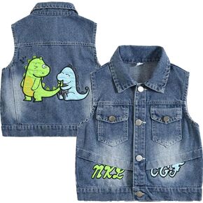 Boys Girls Denim Vest Jacket Fashion Casual Sleeveless Jean Waistcoat, Age 1-6 Years Unisex Kids Outerwear