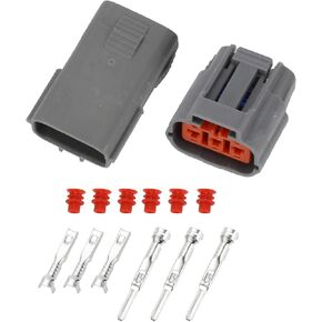 Ignition Coil High Voltage Package Connector Plug for Nissan 2.2mm Waterproof Inner Male Female Wire Terminal Connector Deep Gray 1set