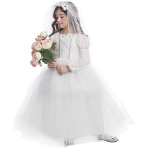 Dress Up America Bride Costume for Girls - Princess Wedding Gown - Bridal Dress and Veil Dress Up Set for Kids