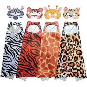 TUWUNA Animal Mask and Capes for Costumes Birthday Gifts for Jungle Theme Party Supplies,Kids Safari Birthday Decorations Zoo Party Favor,Kids Dress Up Set