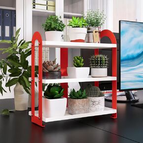 Desktop Shelf,Desk File Organizer,countertop Organizer Bookshelf Desk Shelf,Desktop Organizer Shelf3-Tier Paper Tray Organizer for Desk (White and Salmon Pink)