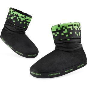 Minecraft Slipper Boots for Boys - Warm Kids Slippers Size 11-7 Non-Slip House Shoes - Gamer Gifts for Boys