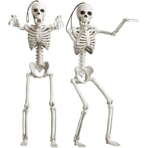 OKPOW Skeleton Halloween Decor for Outdoor: 3ft Posable Skeleton Decoration Life Size for Yard - 36 inch Large Plastic Halloween Skeletons Full Body for House