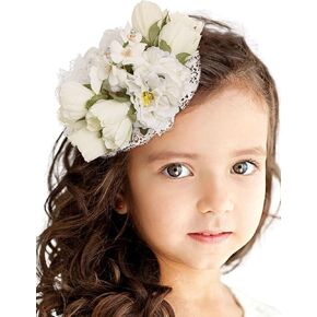 Bohend Tea Party White Fascinators Hats Fancy Hat Flower Lace Hair Clip Wedding Accessories for Women or Girls