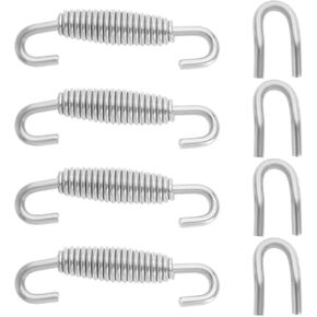4 Sets Muffler Springs Kits 59mm Stainless Exhaust Springs with 22x13mm Welding Fasteners for Universal Motor Exhaust Pipe Hooks Stainless Steel