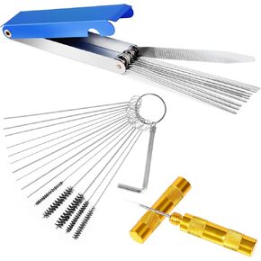 Carburetor Cleaning Tool Kit, Torch Tip Cleaner, 13 Cleaning Wires Set, 10 Cleaning Needles, 5 Nylon Brushes, 1 Throttle Wrench, 1 Sharp Pick