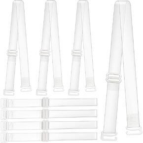 Clear Bra Straps, 4 Pairs Invisible Bra Straps Non-slip Transparent Bra Straps 12 Mm Thin TPU Straps Dance Bra Clear Straps Adjustable Clear Shoulder Straps Replacement for Women Girls Strapless Bras