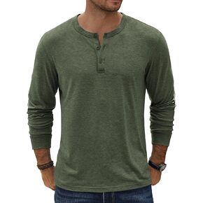 COOFANDY Men's Henley T-Shirt Long Sleeve Casual Lightweight Pullover Shirts Soft Stretch Basic Tees Fall Tops