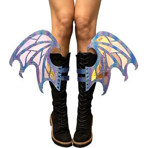 Neva Nude Boot Leg Wing - Handcrafted Costume Wings for Calf or Boots - Strapped or Laced on for Raves and Festivals