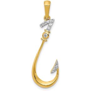 Jewels By Lux 14K Yellow Gold Diamond Fish Hook Pendant