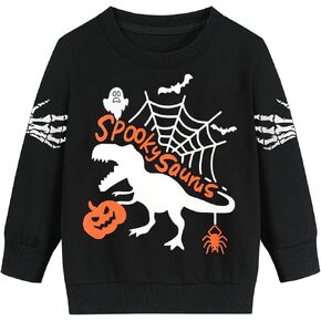 Boys Girls Halloween Sweatshirt Toddler Pumpkin Face Long Sleeve Shirt Kids Skeleton Top Clothes 2-7T
