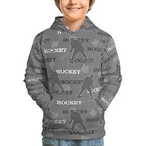 QIWCANM لاعبي الهوكي طباعة الشباب هوديي لصبي وفتاة مقنعين البلوز كم طويل بلايز دافئة كنزة قطيفة مع جيب in Kuwait