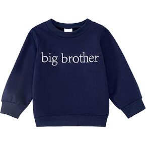 Toddler Boy Clothes Big Brother Embroidered Sweatshirt Long Sleeve Pullover Top Fall Winter