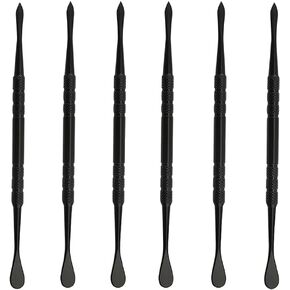 6 Pieces Wax Tool Carving Tool Wax Carving Tool Stainless Steel Wax Scoop Tool Sculpting Tool Spoon Sculpting Spoon Tool Wax Scraping Tool Wax Stick Wax Spoon Tool, Black