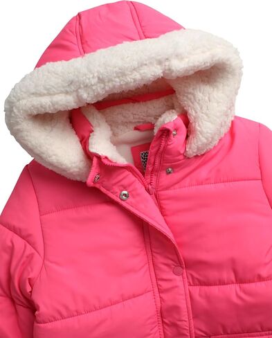 Girls' Heavyweight Puffer Jacket - Polar Fleece Lined Winter Jacket for Girls with Sherpa Collar and Hood (7-16) in Saudi Arabia