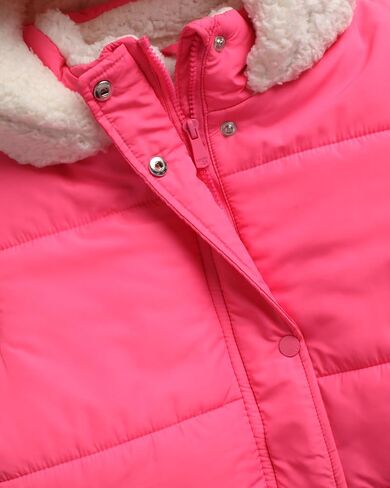 Girls' Heavyweight Puffer Jacket - Polar Fleece Lined Winter Jacket for Girls with Sherpa Collar and Hood (7-16) in Saudi Arabia